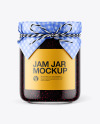 Glass Blackberry Jam Jar with Paper Cap Mockup