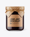 Glass Blackberry Jam Jar with Paper Cap Mockup