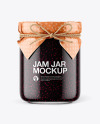 Glass Blackberry Jam Jar with Paper Cap Mockup