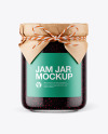 Glass Blackberry Jam Jar with Paper Cap Mockup