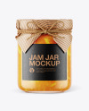 Glass Orange Jam Jar with Paper Cap Mockup