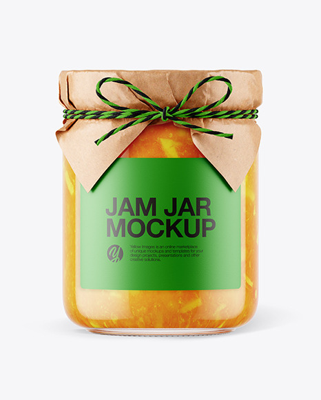 Glass Orange Jam Jar with Paper Cap Mockup