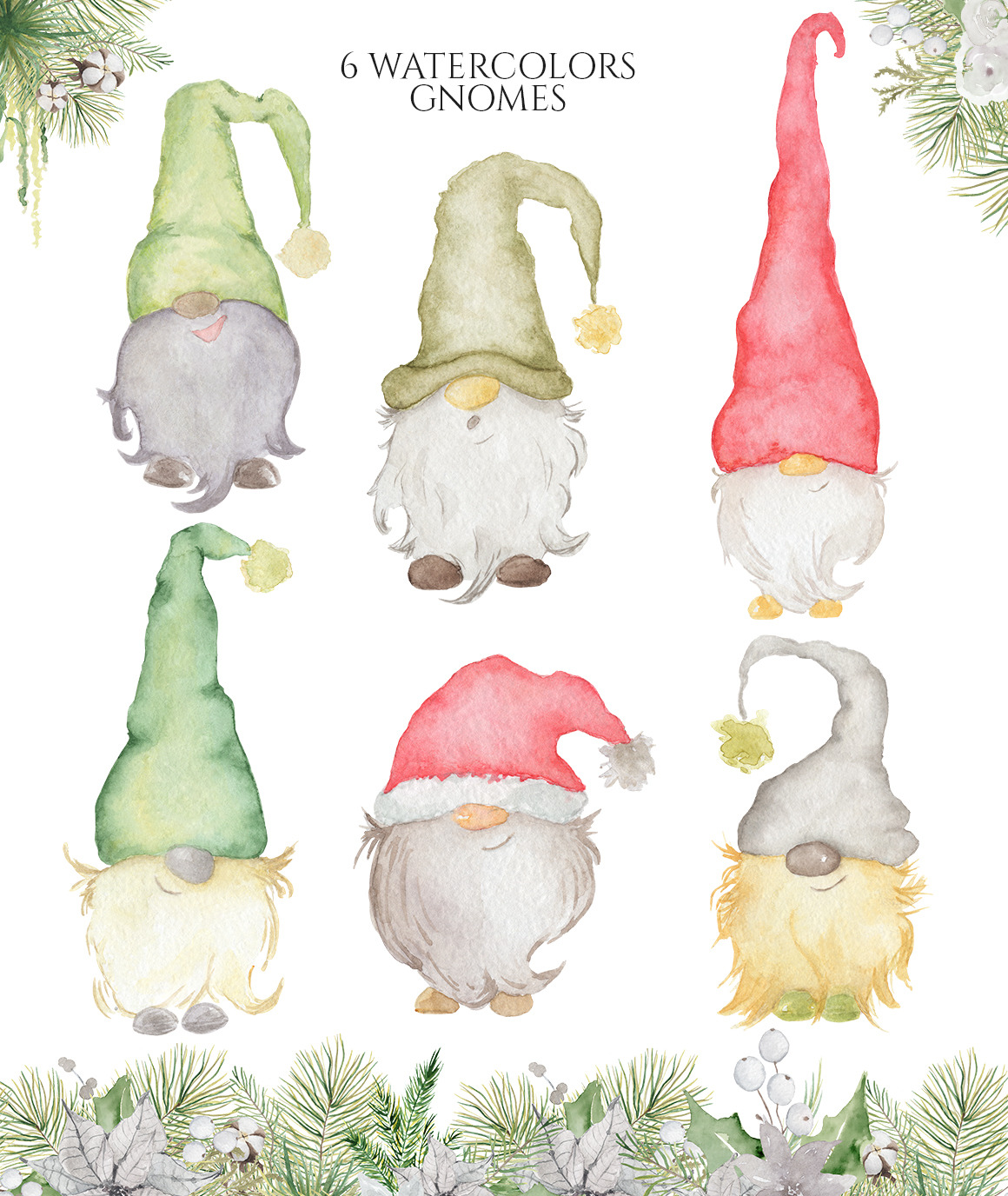 Christmas Watercolor Caracters