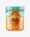 Glass Apricot Jam Jar with Paper Cap Mockup