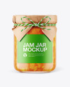 Glass Apricot Jam Jar with Paper Cap Mockup