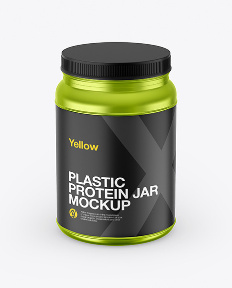 Metallized Protein Jar Mockup - Free+Mockups+Metallic+Protein+Jar+With+Paper+Label+Mockup+...