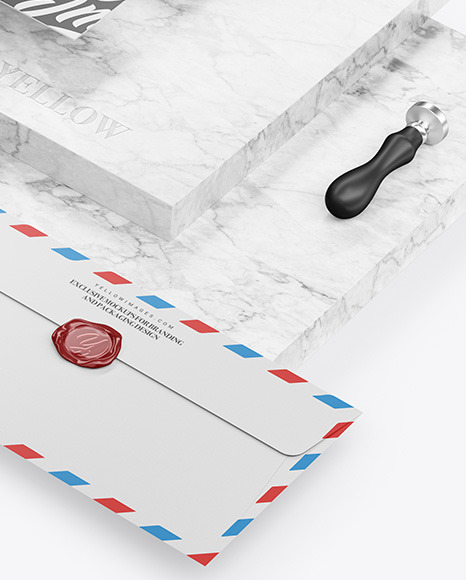 Two Business Cards & Envelope with Marble Mockup