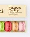 Opened Paper Box With Macarons Mockup