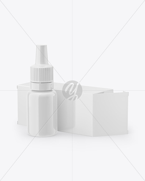 Glossy Dropper Bottle with Glossy Paper Box Mockup