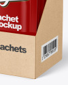 Glossy Sachets in Display Box Mockup