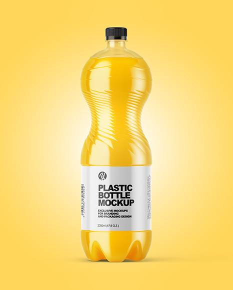 PET Bottle with Orange Drink Mockup