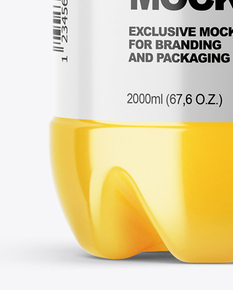 PET Bottle with Orange Drink Mockup