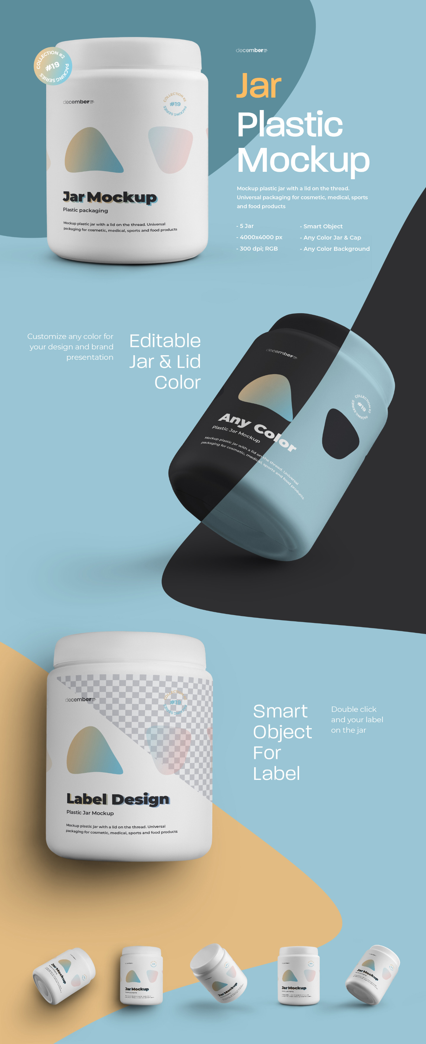 5 Mockups Plastic Big Jar 5 Mockups Plastic Big Jar