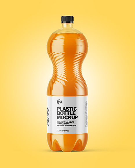 PET Bottle with Peach Drink Mockup