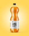 PET Bottle with Peach Drink Mockup