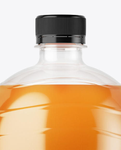 PET Bottle with Peach Drink Mockup