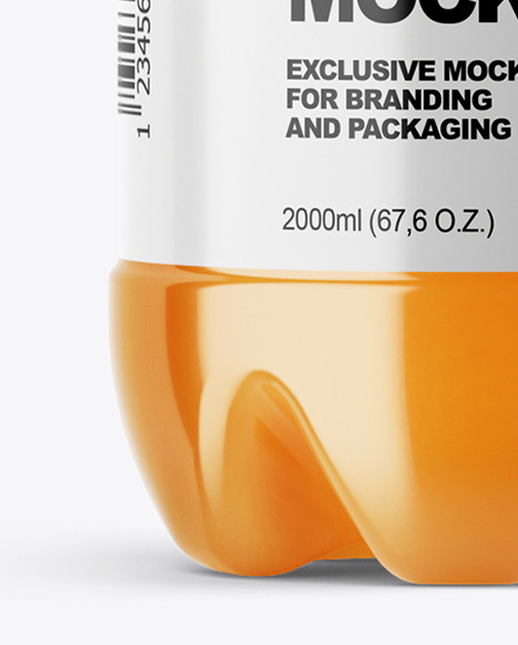 PET Bottle with Peach Drink Mockup