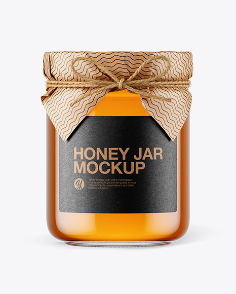 Glass Honey Jar with Paper Cap Mockup