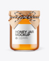 Glass Honey Jar with Paper Cap Mockup