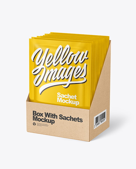 Paper Sachets in Display Box Mockup