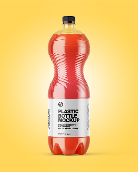 PET Bottle with Pink Grapefruit Drink Mockup