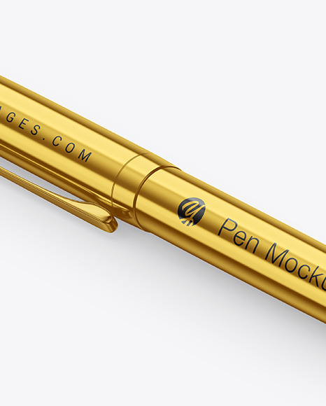 Glossy Metallic Pen Mockup