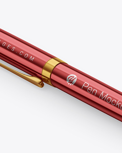 Glossy Metallic Pen Mockup