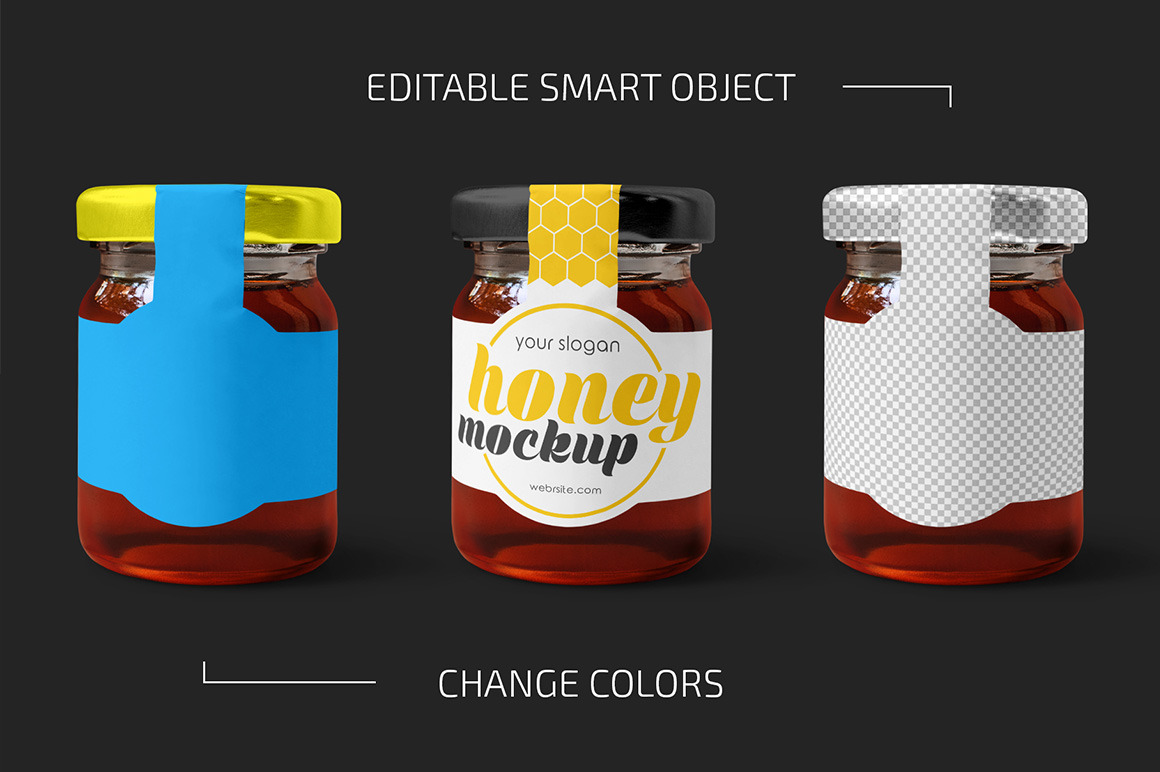 Glass Jar with Honey Mockup Set