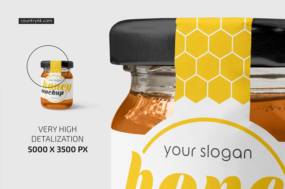 Glass Jar with Honey Mockup Set