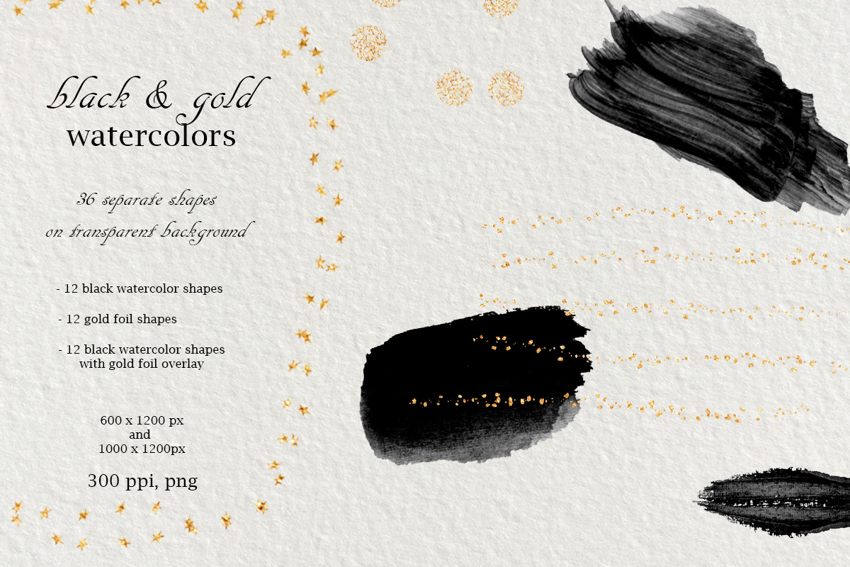 Black & Gold Watercolor Shapes Black & Gold Watercolor Shapes