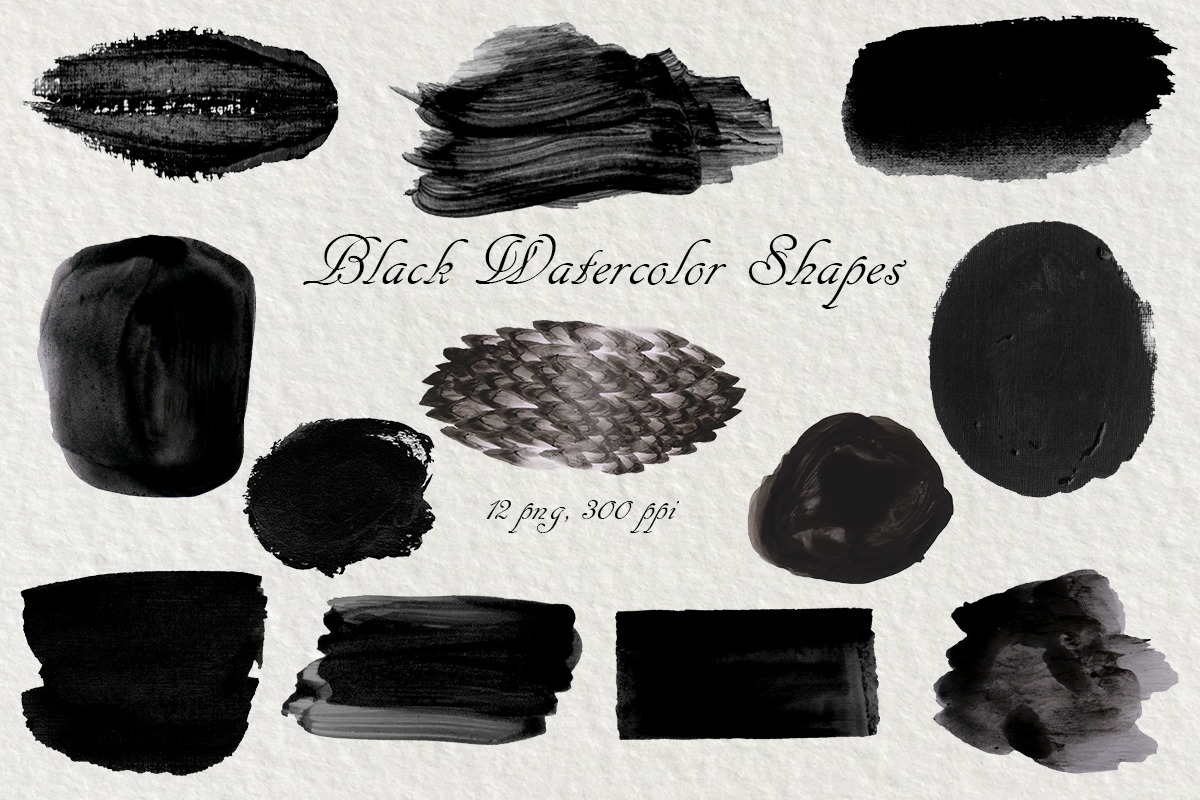 Black & Gold Watercolor Shapes Black & Gold Watercolor Shapes