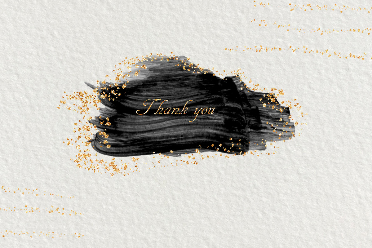 Black &amp; Gold Watercolor Shapes