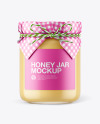 Glass Creamed Honey Jar with Paper Cap Mockup