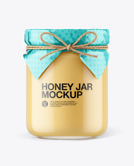 Glass Creamed Honey Jar with Paper Cap Mockup