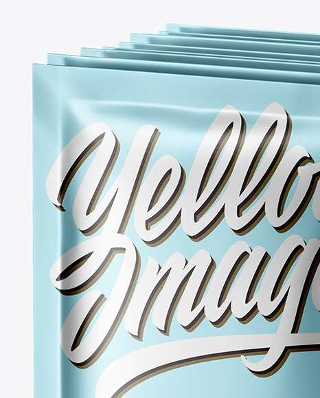 Metallic Sachets in Display Box Mockup