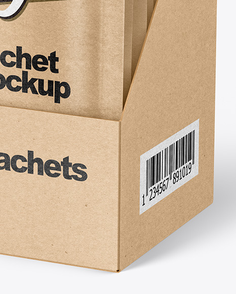 Kraft Paper Sachets in Display Box Mockup