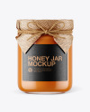 Glass Creamed Honey Jar with Paper Cap Mockup