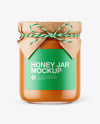 Glass Creamed Honey Jar with Paper Cap Mockup