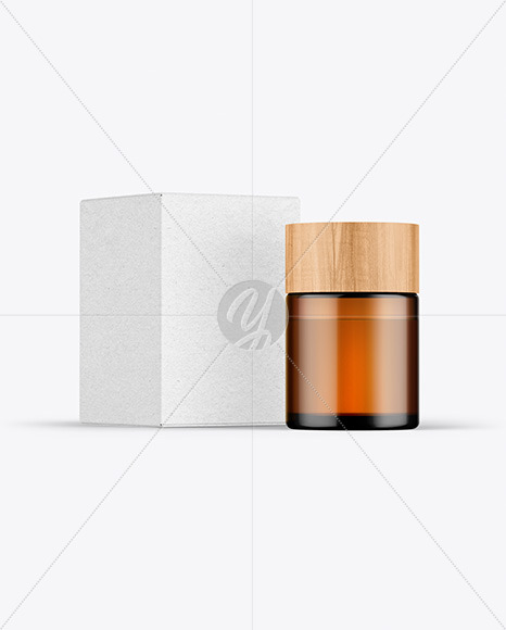 Kraft Box & Amber Glass Bottle Mockup