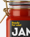 100ml Glass Red Jam Jar w/ Clamp Lid Mockup