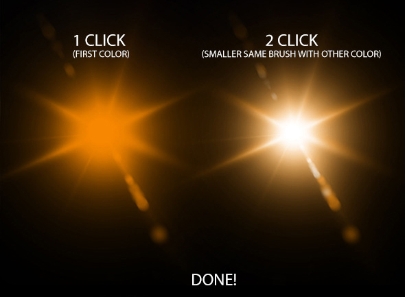 Lens Flare & Stars Photoshop Brushes On Yellow Images Creative Store ...