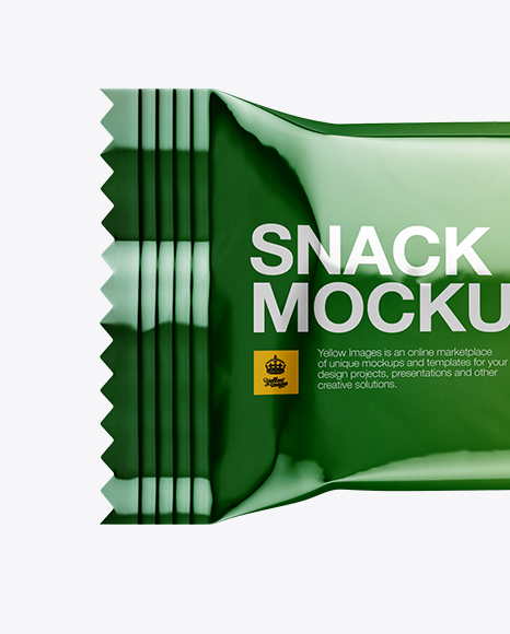 Glossy Metallic Snack Bar Mockup