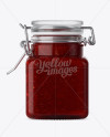 100ml Glass Strawberry Jam Jar w/ Clamp Lid Mockup