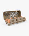 Open Kraft Egg Container - Halfside View (High-Angle Shot)