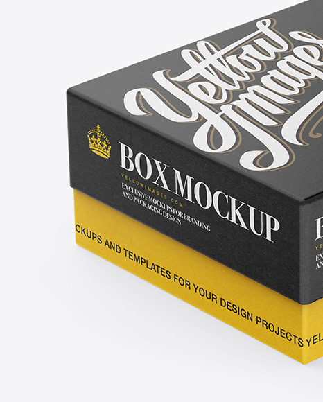 Square Box Mockup - Halfside View