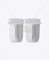 Matte Plastic 4 Pack Juice Cup Mockup - Side View (High-Angle)