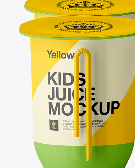 Matte Plastic 4 Pack Juice Cup Mockup - Side View (High-Angle)
