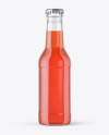 200ml Clear Glass Bottle with Red Drink Mockup