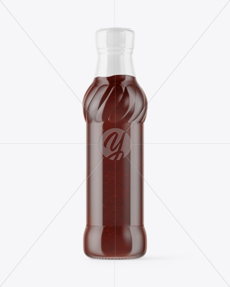 Glass Bottle with BBQ Sauce Mockup