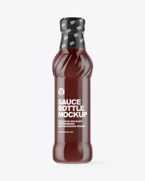 Glass Bottle with BBQ Sauce Mockup